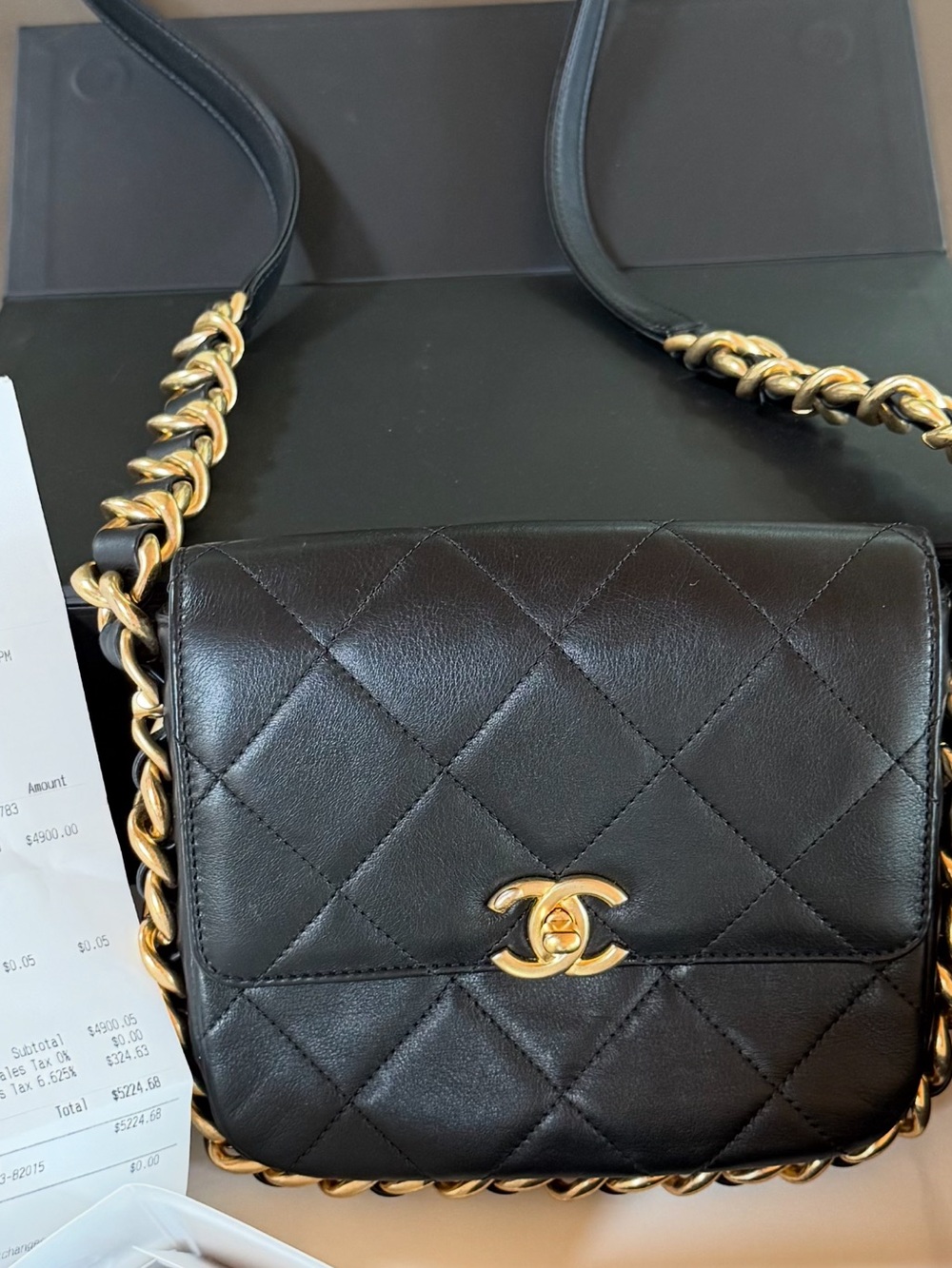CHANEL Black Quilted Leather Mini Crossbody with Gold Hardware